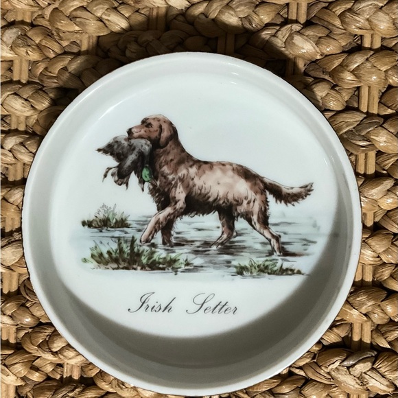 Vintage Enesco Irish Setter Hunting Dog Collectible Ceramic Ashtray Coin Tray - Picture 1 of 5